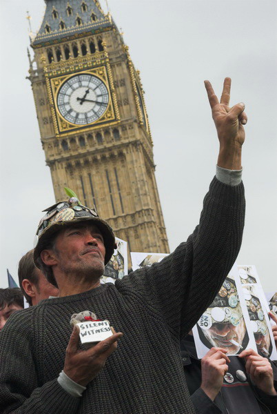 Brian Haw, Parliament Square  &copy; 2006, Peter Marshall
