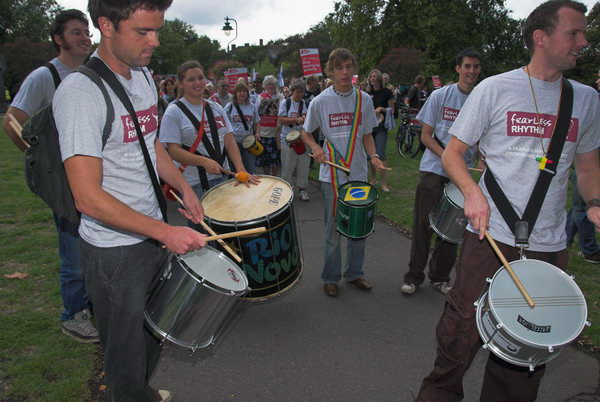 Christian Aid Drums in the Trade Justice Message &copy; 2006, Peter Marshall
