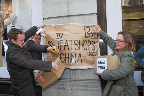 No Sweat and Burberry workers protest factory closure &copy; 2007, Peter Marshall